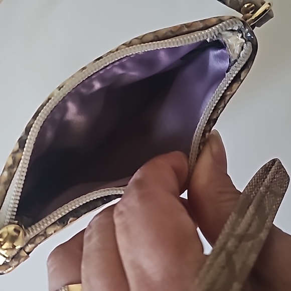 Coach Sm Wristlet Tan with SnakeSkin Leather Trim - ExcellentCondition - Picture 5 of 10